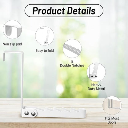 2 Pack Over The Door Drying Rack,Foldable Clothes Hanger Hook Organizer,Space Saving Folding Over The Door Clothes Drying Rack for Laundry,Coats,Towels,Hats,Bags–White