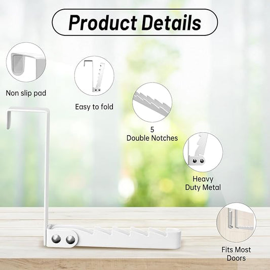 2 Pack Over The Door Drying Rack,Foldable Clothes Hanger Hook Organizer,Space Saving Folding Over The Door Clothes Drying Rack for Laundry,Coats,Towels,Hats,Bags–White