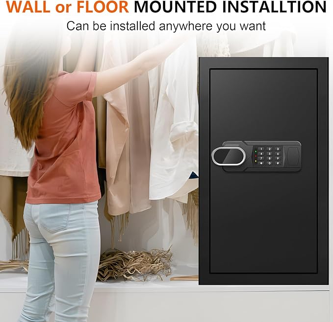 6.1 Cuft Large Fire and Waterproof Safes for Home, Anti-theft Fireproof Lock Box with Digital Keypad, Removable Shelves and Alert System, Personal Fire Proof Safe for Home Documents Valuables