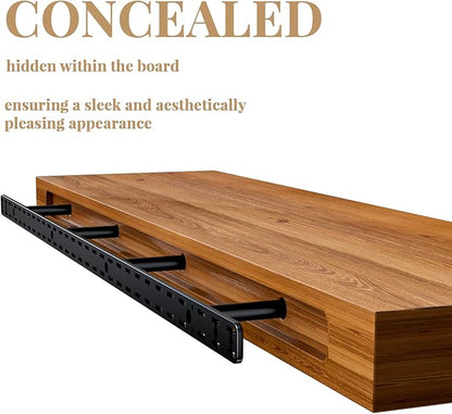 1 Pack Large Shelf Brackets Long Floating Shelf Bracket Invisible Floating Shelf Hardware Heavy Duty Floating Mantel Brackets(70"X4"X1.5")