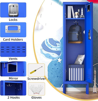 Metal Kids Locker,Metal Cabinet Storage Lockers,Lockable for Employees with Door,54" Height Steel Locker,Lockable Steel Locker for Children's Room, Playroom, School,Gym