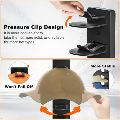 4 Pack Hat Organizer for Baseball Caps, Hat Rack for Wall, Strong Adhesive & Screw-in Cap Holder hat hangers for Closet Door & Bedroom