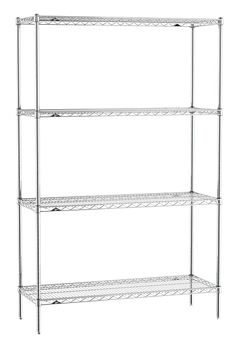 Metro EZ1848NC-4 Super Erecta Industrial Wire Shelving 4-Shelf Convenience Pak, Chrome, 18" x 48" x 74.5"
