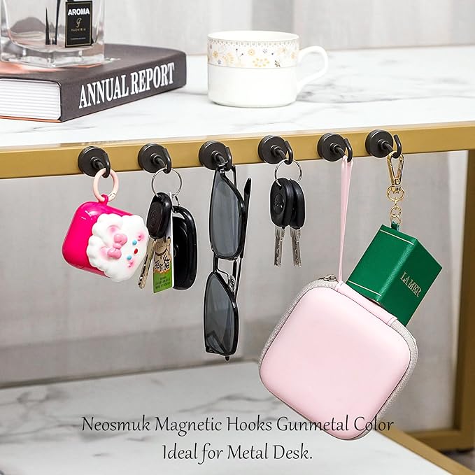 Neosmuk Magnetic Hooks, Heavy Duty 40lb+ Strong Magnet Hook for Cruise Cabins, Cruise Ship Essentials for Hanging, Metal Wall Refrigerator Hangers (Grey, 10 Pack)