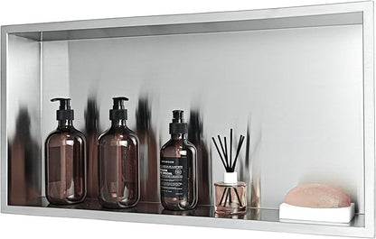 No Tile Needed Shower Niche for Shower Room Storage,Recessed Wall Niche Insert,Stainless Steel 304 (Brush, 12 * 24 in)