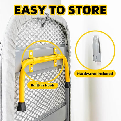 Foldable Ironing Board, 13"x35" Folding Tabletop Small Ironing Board with Iron Holder and Wall Mount Space-Saving, Grey