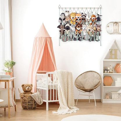 Stuffed Animal Net or Hammock Large Corner Storage for Plushies Stuffed Animals Zoo Wall Hanging Organizer Holder for Hammock, Space-Saving Nursery Decor (Green)
