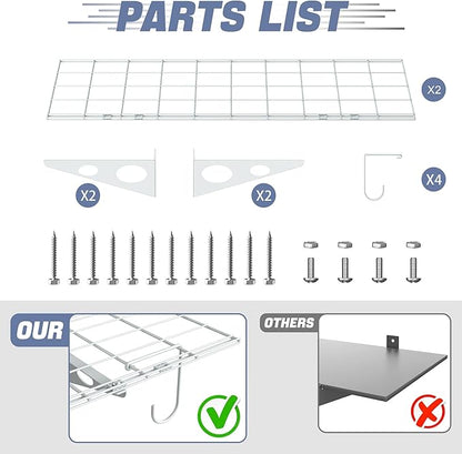 WALMANN 2-Pack Garage Wall Shelves, 1 x 4 ft/12 * 48 inch Wall Mounted Storage Shelves for Garage Heavy Duty Floating Shelf, Holds Up to 220 lbs(White)