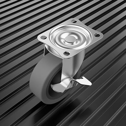 2" Caster Wheels, Casters Set of 8, Heavy Duty Casters with Brake, Locking Castors with Rubber Wheel，Plate Swivel Caster Wheels for Furniture Cart and Workbench,Pack of 8