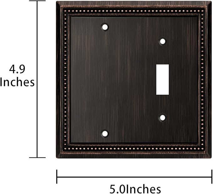 Henne Bery Sunken Pearls Heavy Duty Decorative Wall Plate Switch Plate Outlet Cover (Blank/Toggle, Aged Bronze)