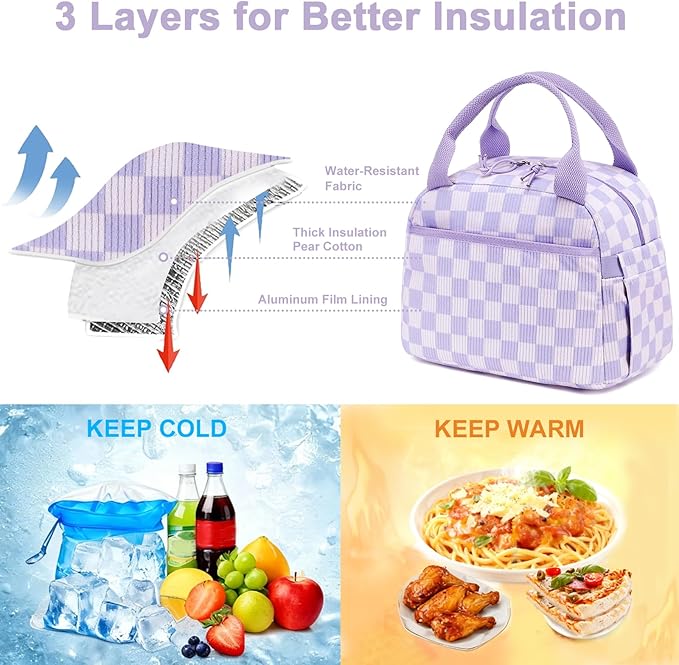 Bluboon Lunch Bag for Women Men Cute Corduroy Lunch Tote Bags Reusable Insulated Lunch Box Large Capacity Reusable Insulated Cooler for Work Picnic or Travel