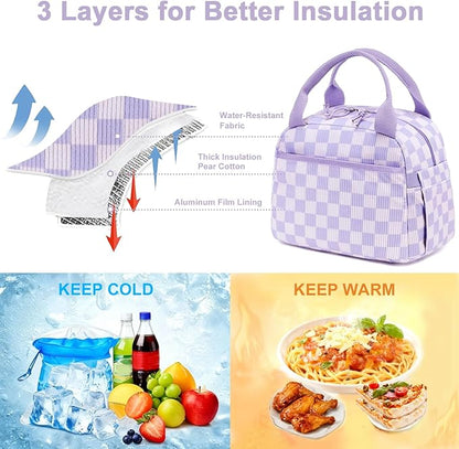 Bluboon Lunch Bag for Women Men Cute Corduroy Lunch Tote Bags Reusable Insulated Lunch Box Large Capacity Reusable Insulated Cooler for Work Picnic or Travel