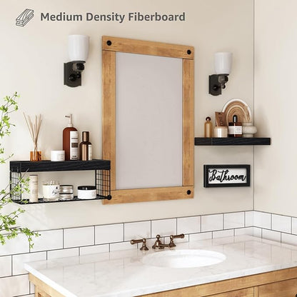 QEEIG ‎Bathroom Shelves Over Toilet - Paper Storage Wall Mounted Farmhouse Decor Decorations Aesthetic Décor Sign Small Floating Shelf 2+1 Set 16 inch, Black (020B)