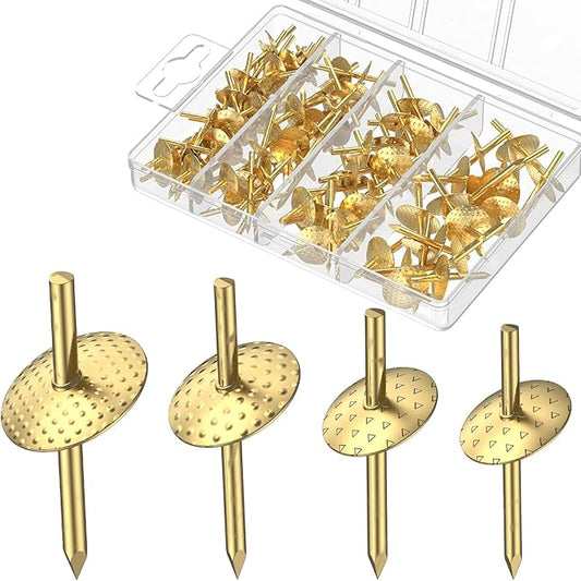 Uniclife 80 Pcs Picture Hangers, Picture Hanging Kit, 4 Size Picture Hanging Hooks, Picture Hanging Nails, Long Picture Hooks for Photo Frame Art Mirror and Décor, Gold