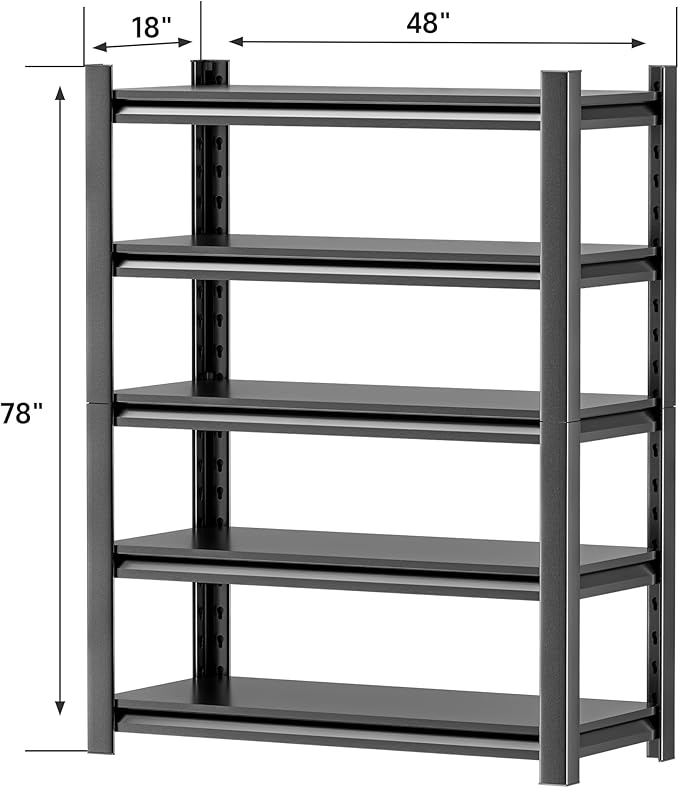 Heavy Duty Garage Shelving,78" Hx48 Wx18 D 5-Tier Storage Shelves,3000 lbs Capacity,Easy Assembly Adjustable Stainless Metal Shelf,Suitable for Garage Basement Office Farmhouse etc（2pcs）