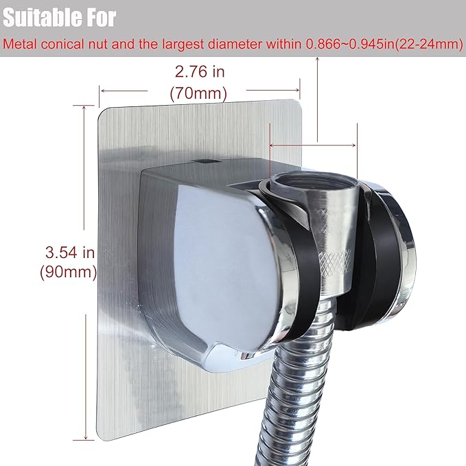 Strong Adhesive and Waterproof Shower Head Holder, Adjustable Handheld Shower Holder Wall Mount Shower Bracket (Silver - 1 Pack)
