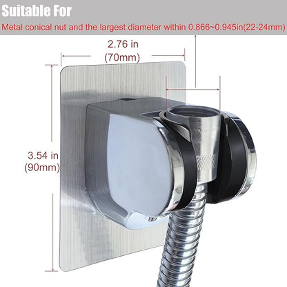 Strong Adhesive and Waterproof Shower Head Holder, Adjustable Handheld Shower Holder Wall Mount Shower Bracket (Silver - 2 Pack)