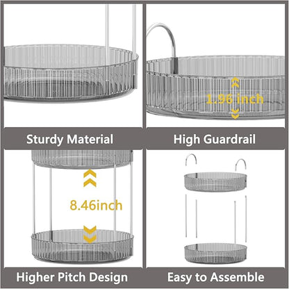 360 Rotating Makeup Organizer for Vanity,Bathroom Countertop Organizer,Spinning Perfume Organizer&Vanity Organizer(Grey-2 Tier)