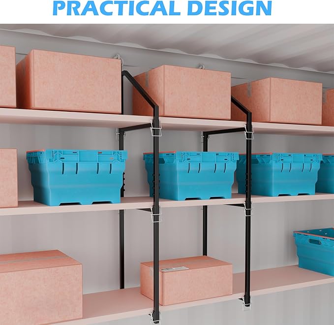 Heavy Duty Shipping Container Shelving Bracket Kit (4-Pack) - 3-Tier Hanging Shelving Rack (19" D x 62" H), Universal Cargo Container Brackets