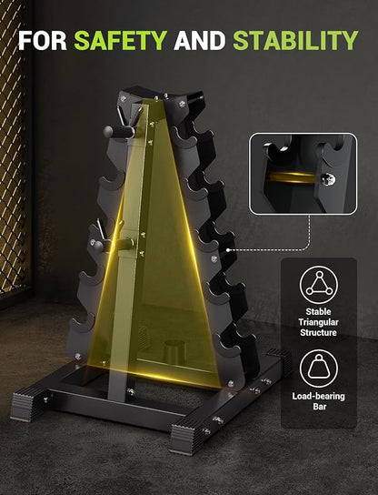 YOLEO Dumbbell Rack - 3 Tier & 5 Tier Compact Weight Rack for Dumbbell, Kettlebell, Barbell, Heavy Duty Weight Storage Organizer, Space-Saving Dumbbell Storage Stand Holder for Home Gym - 1100LBS Capacity (Rack Only)