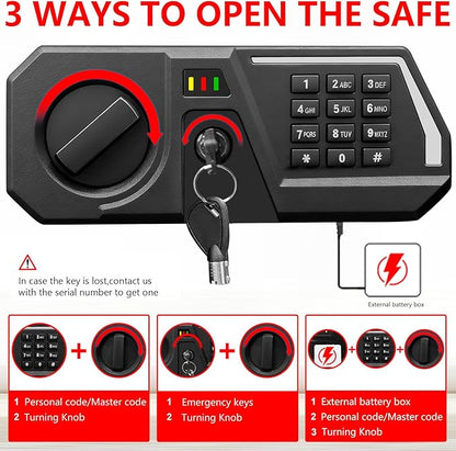 1.3 Cub Small Safes for Home Use Fire and Water Proof, Digital Security Box Fireproof Safe Box with Combination Lock, Smart Alarm System and Removable Shelf, Personal Safe for Home Documents Valuables