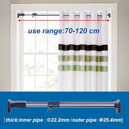 BAOYOUNI Adjustable Shower Curtain Rod Closet Wardrobe Tension Rail Window Curtain Hanging Bar 25.4mm Diameter for Bathroom Kitchen Balcony (Grey, 28-47 Inches)