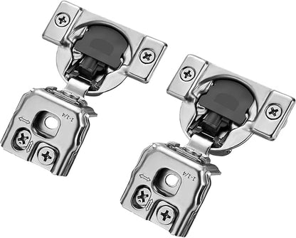 Ravinte 2 Pack 1 Pairs 1-1/4 inch Overlay Soft Close Hinges for Kitchen Cabinet Hinges Satin Nickel Hidden Hinges Stainless Steel Concealed Hinge self Closing