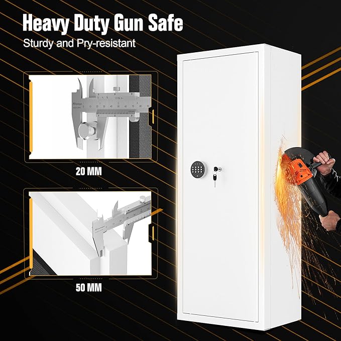 INTERGREAT Gun safes, White Rifle Safe,Gun Safes for Home Rifle and Pistols, Long Gun Safe for Rifle Shotgun for Home, Quick Access Rifle Safes,Adjustable Gun Racks, Easy Assemble(8-12 Guns)