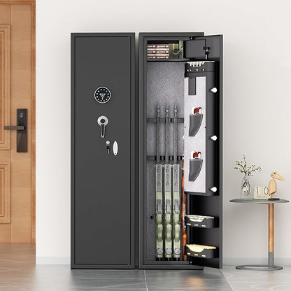 INTERGREAT 5-7 Gun Safes,Gun Safe for Rifles and Pistols,Shotgun Rifle Safe,Gun Safes for Rifle and Shotguns,Long Gun Cabinets with Fingerprint/Digital Keypad/Removable Shelf for Rifles Safes