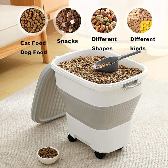 35 lbs Dog Food Storage Container,Collapsible Dog Food Container with Scoop,Pet Food Storage Containers to Keep Dry Food Fresh,Easy to Move