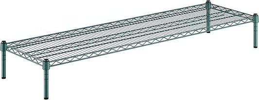 18" x 60" x 8" Green Epoxy Wire Storage Shelf, Dunnage Rack, Commercial 1 Tier Small Shelf