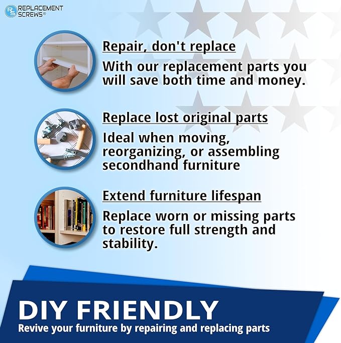 ReplacementScrews Shelf Support Pins/Pegs Compatible with IKEA Part 101532 (Pack of 10)