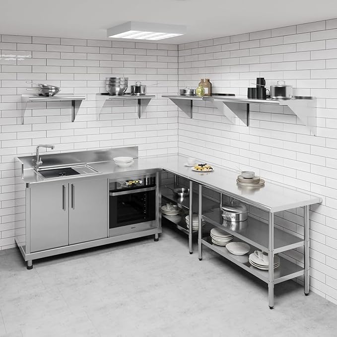 NSF Certified 18 Gauge Heavy Duty Stainless Steel Wall Shelf with Brackets for Kitchens, Utility Rooms, Storage, Offices & Home (36"x18")