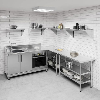 NSF Certified 18 Gauge Heavy Duty Stainless Steel Wall Shelf with Brackets for Kitchens, Utility Rooms, Storage, Offices & Home (36"x18")