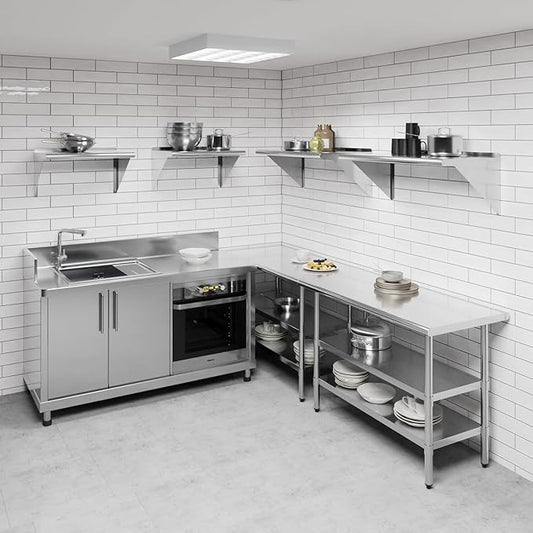 NSF Certified 18 Gauge Heavy Duty Stainless Steel Wall Shelf with Brackets for Kitchens, Utility Rooms, Storage, Offices & Home (36"x18")