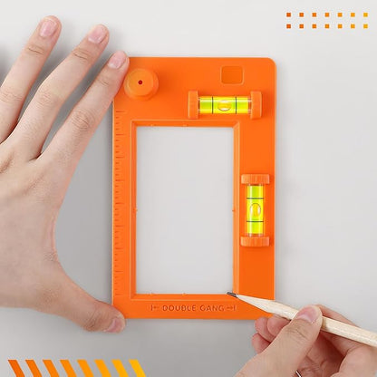 Low Voltage Mounting Bracket Template, Horizontal or Vertical Mounting Template for Single Gang and Double Gang Low Voltage Brackets, Easily Mark Out Cutouts(Orange)