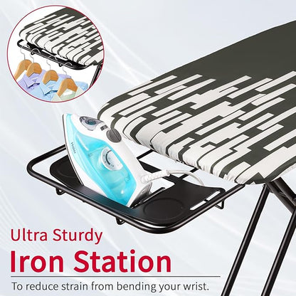 Extra Large Ironing Board with Hang Rail and Iron Rest 64" L x 20" W x 38" H (Large with Sliding Iron Rest)