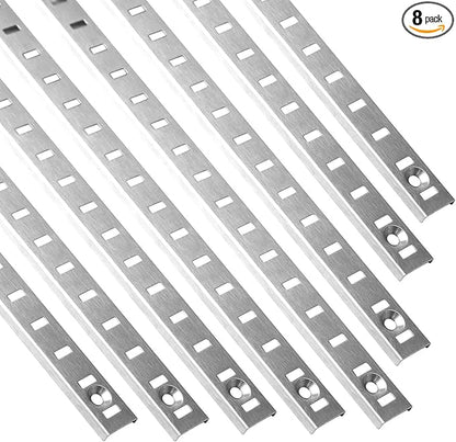Xadnitu 8 Pieces 17" Shelf Pilaster Tracks, Adjustable Shelf Bracket Rails with Mount Screws for Cabinet, Closet, Shelves Storage and Organization, Shelf Clips Not Included