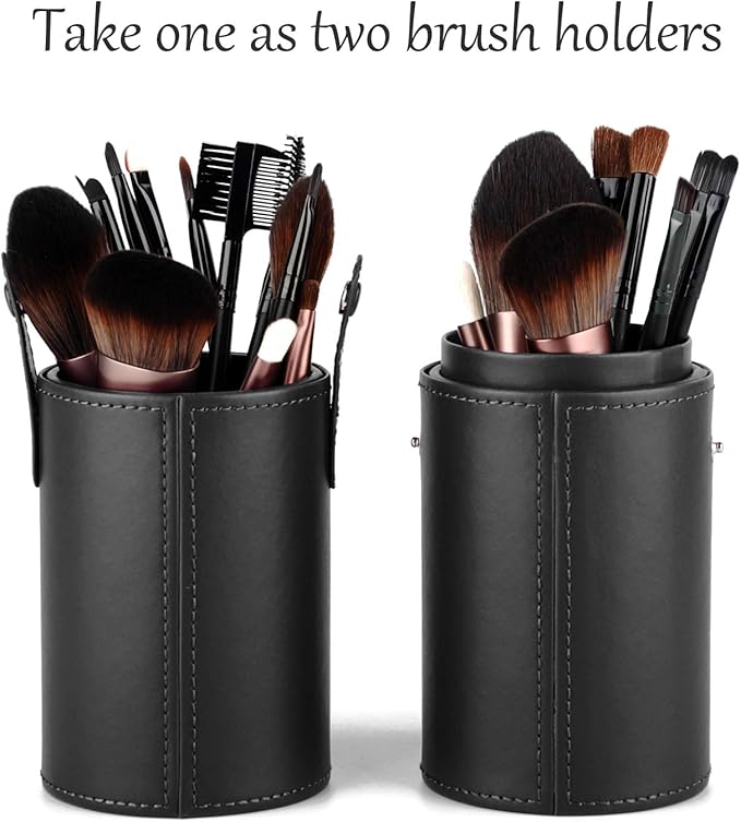 Narwey Makeup Brush Holder Travel Brushes Case Bag Cup Storage Dustproof for Women (Black)