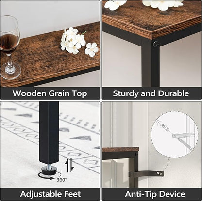 63'' Skinny Console Table with Charging Station, Narrow Long Sofa Couch Table, Easy Assembly, Entryway Table for Living Room, Foyer, Hallway, Rustic Brown CTHR165E01Z1