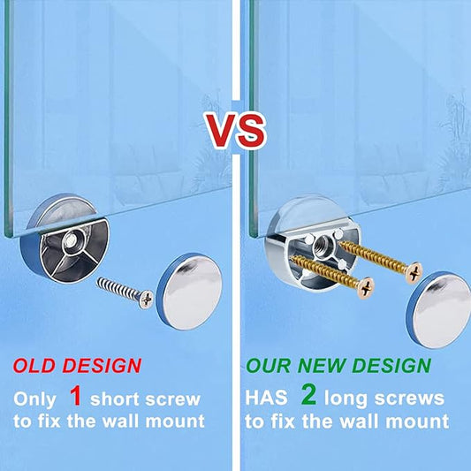 Upgraded 3-5mm Frameless Mirror Mounting Hardware 4 Pack Dual-Screw Fixing Mirror Mounting Kit with Heavy Duty Long Screws & Anchors