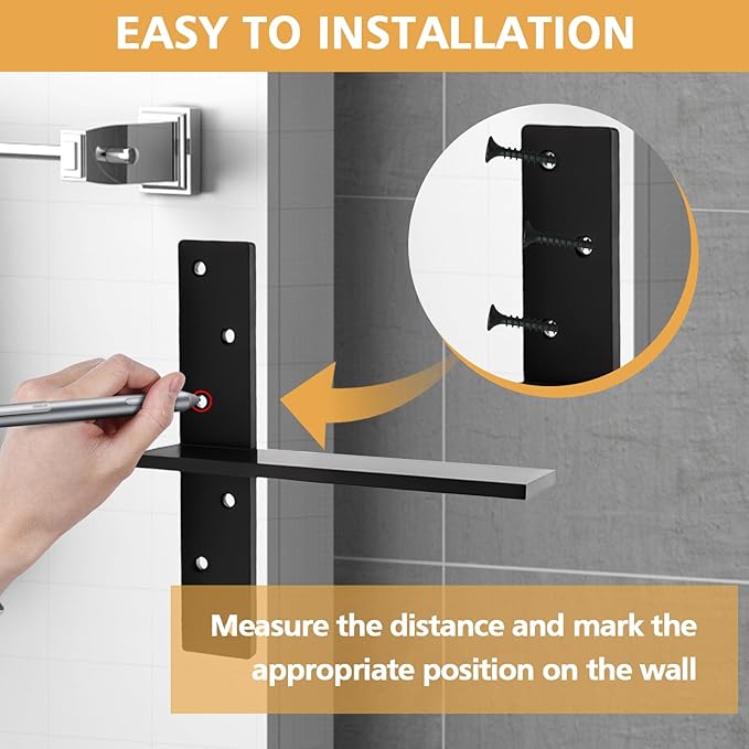 3/8" Thick Floating Shower Bench Brackets 3 Pcs, 12"x11"x2.5"Heavy Duty Free Hanging T Shelf Support Brackets, Wall Mount Bracket for Granite, Vanity, Shower Bench, Cabinets, Dishwasher,Countertop
