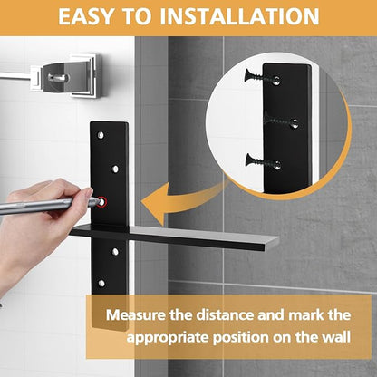 3/8" Thick Floating Shower Bench Brackets 3 Pcs, 12"x11"x2.5"Heavy Duty Free Hanging T Shelf Support Brackets, Wall Mount Bracket for Granite, Vanity, Shower Bench, Cabinets, Dishwasher,Countertop