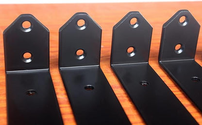 8 Pack - L 5" x H 2" x W1.5, 5mm Thick Black L Shelf Bracket, Iron Shelf Brackets, Metal Shelf Brackets, Floating Shelf, Shelf Supports with Screws Blind