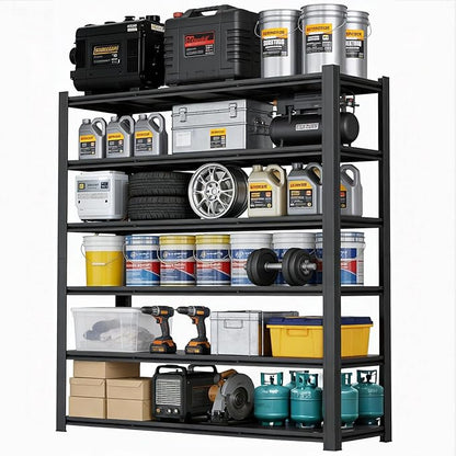 Garage Shelving, Heavy Duty Storage Shelves Metal Shelf Unit Adjustable Industrial Storage Racks for Shop,Warehouse,Basement (83" H X 55" W X 24" D, 6)