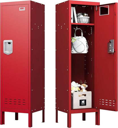 Metal Cabinet Home Office Storage, Lockable Steel Locker with Door, 54" Height, Multi-Purpose for Home, Office, Gym, School, Garage