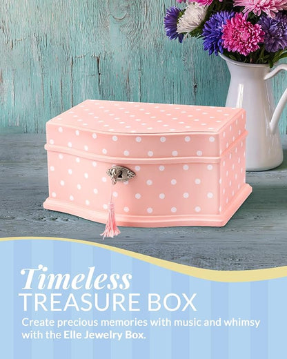 Elle Jewelry Box - Ballerina Jewelry Organizer and Swan Lake Wind-Up Music Box for Girls and Teens, Accessories and Keepsake Wooden Storage with Lock and Mirror, Charming Room Decor and Gift, Large