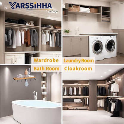 Yarssihha 2 Pack Adjustable Closet Rod Bracket, Wall Mounted Closet Shelf Bracket, Black Closet Rod Support Bracket with Screws