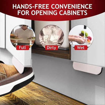 1-Pack Under Cabinet Foot Pull with Adhesive and Screws, Hands Free Toe Foot Pull Opener for Kitchen Trash Cabinet Drawer, 4 Inch (White)
