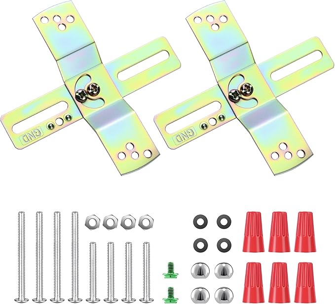 Light Fixture Mounting Brackets, Adjustable Mounting Plates for 4" J-Box, Light Crossbar Set with Screw and Nuts for Wall Light, Close to Ceiling Light, Chandelier, Pendant, 2 Pack (White)